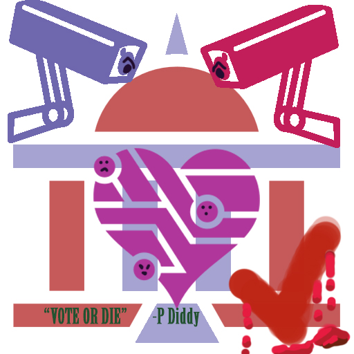 Base art by Lorc and Delapouite under CC BY 3.0. http://game-icons.net/delapouite/originals/cctv-camera.html | http://game-icons.net/lorc/originals/techno-heart.html | http://creativecommons.org/licenses/by/3.0/. Has been modified to add the color, text, and eyes.